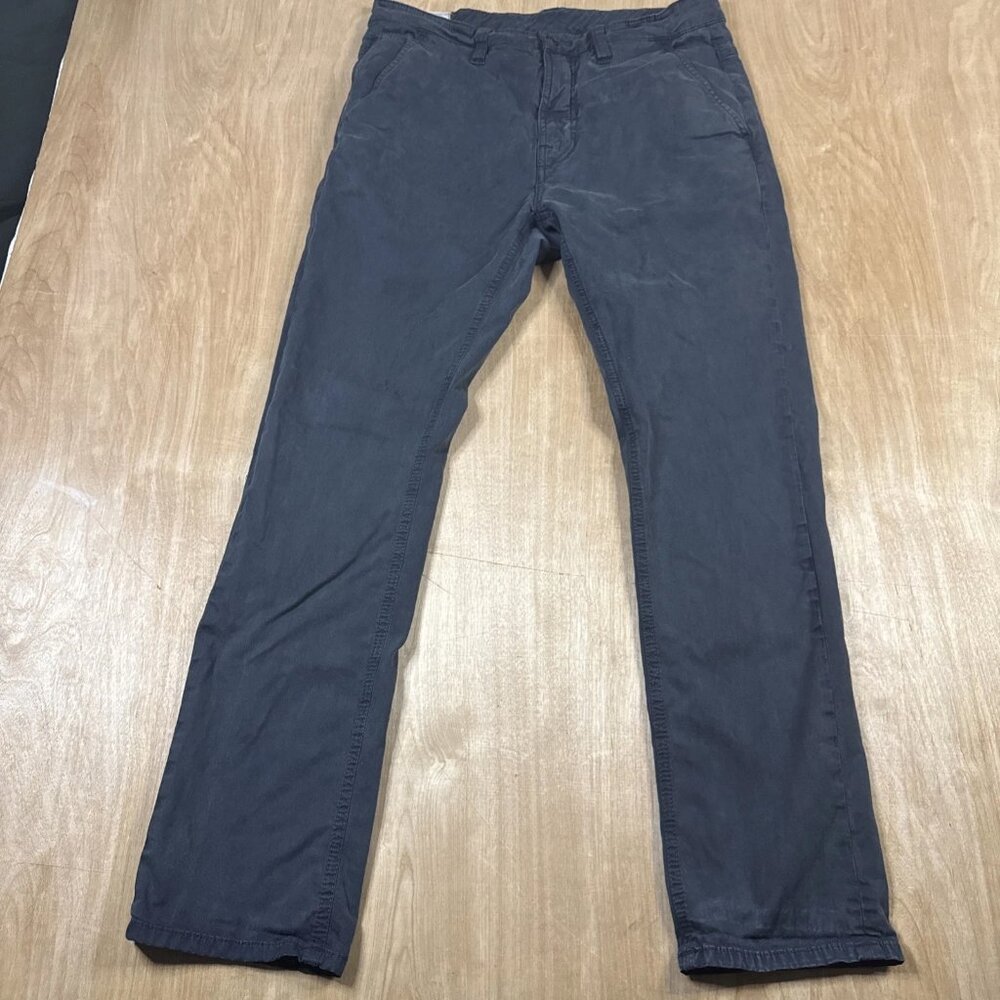 Nudie Jeans Mens Black Straight Leg Chino Pants Size 32x30